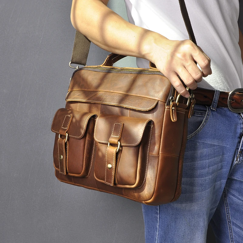 Le'aokuu Men Leather Coffee document lawyer Briefcase maletas Business 13" Laptop Cases Attache Messenger Bags Portfolio B207