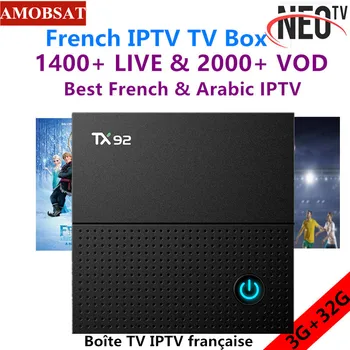 

TX92 Android 7.1 Smart TV box+1 Year NEO pro French IPTV Subscription 3G RAM 32G ROM 2.4G/5GHz Dual WIFI 4K UHD BT KD TV Box
