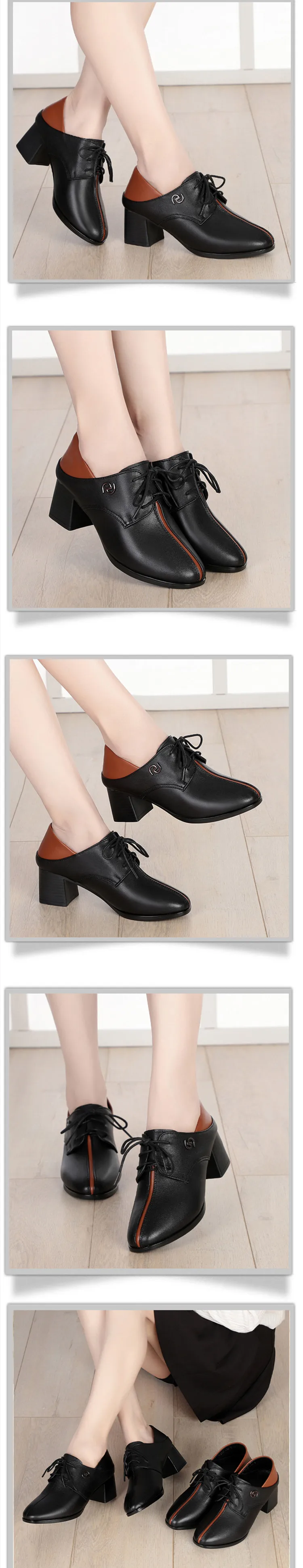 AIYUQI женская обувь; коллекция года; сезон осень; новые модельные туфли; женская официальная обувь из натуральной кожи; повседневная обувь на шнуровке; большие размеры 41, 42, 43