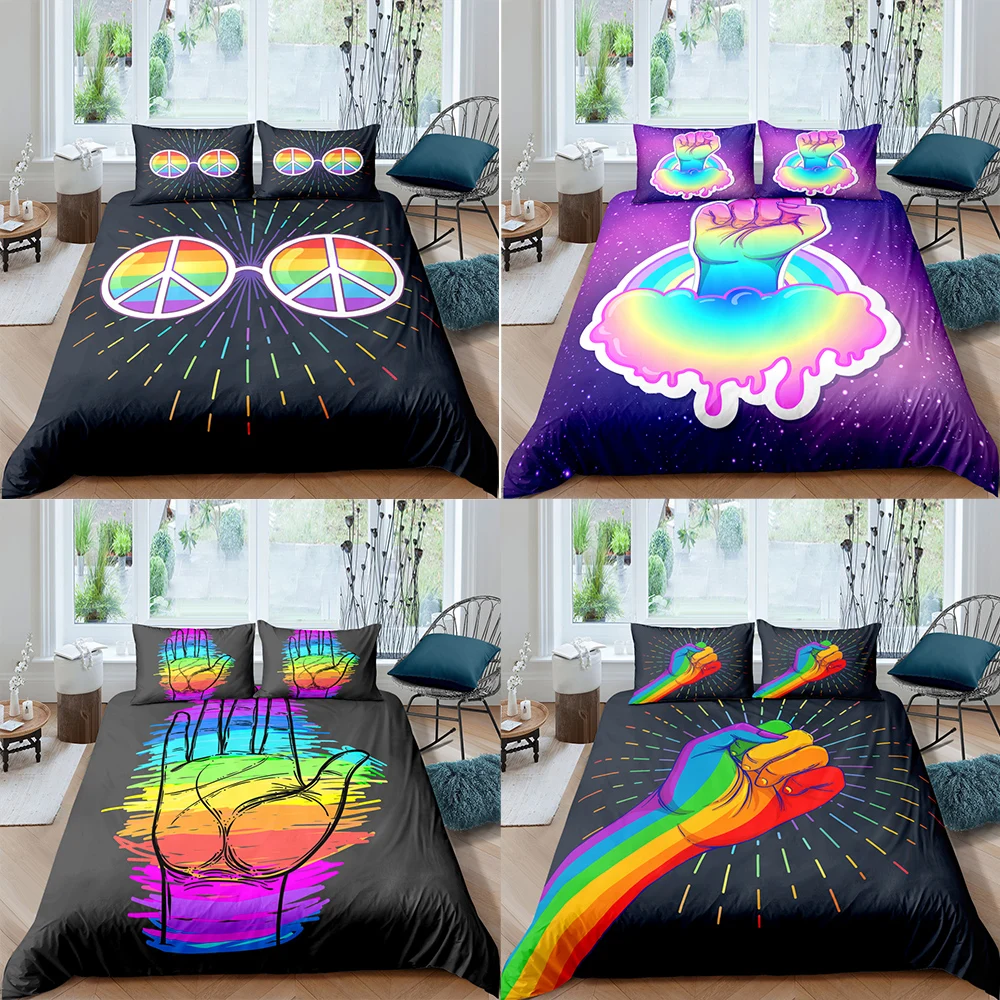 

Simplicity Colorful Fist Pattern Bedding Set Queen Size Duvet Cover Comforter Bed Cover Set Bedclothes Quilt Multiple Size