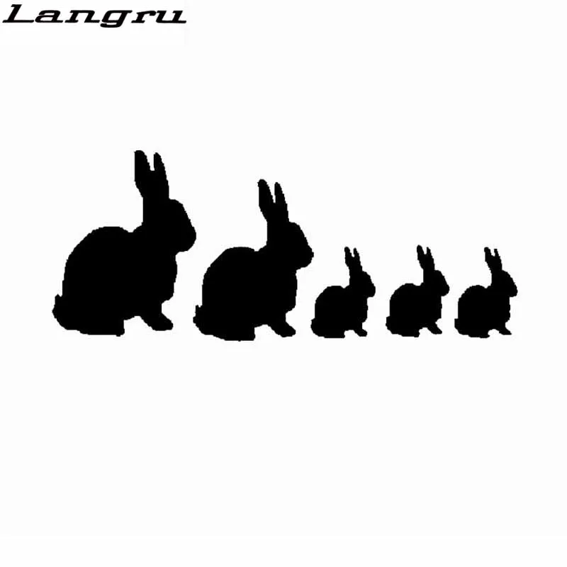 Langru 14.3CM*5.9CM Personalized Rabbit Animal Lovely Family Vinyl Car Sticker Decal Accessories Jdm | Автомобили и мотоциклы