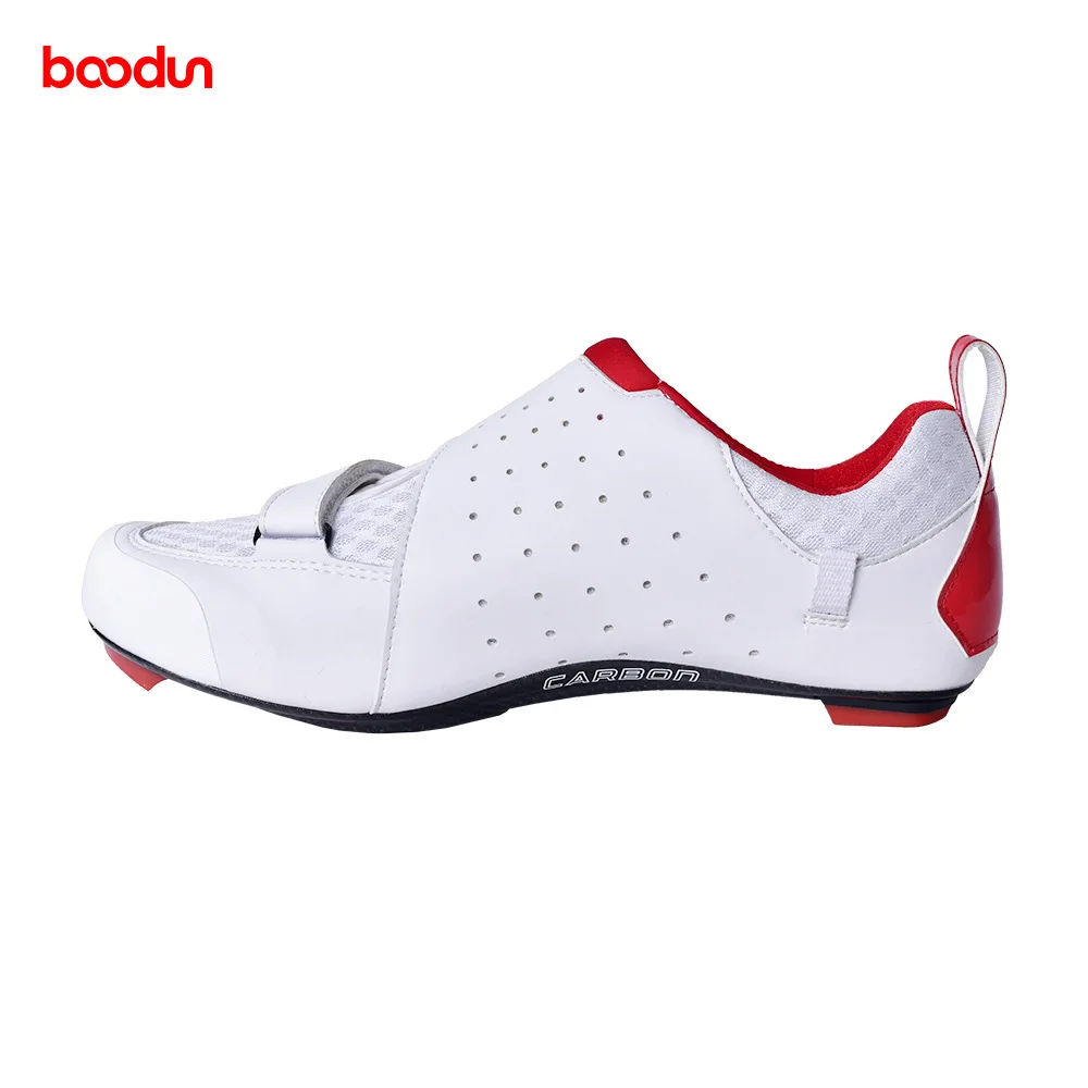 Boodun Men Cycling Shoes Carbon Fiber Sole Road Bike Shoes Mesh Breathable Upper Triathlon Bicycle Racing Lock Cleat Cycle Shoes