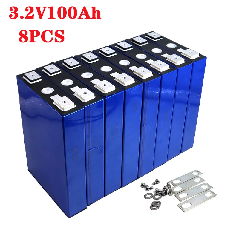 

8PCS 3.2V 100Ah LiFePO4 battery pack Lithium iron phospha DIY 4S 12V 24V 300A Motorcycle electric Car Solar Inverter batteries