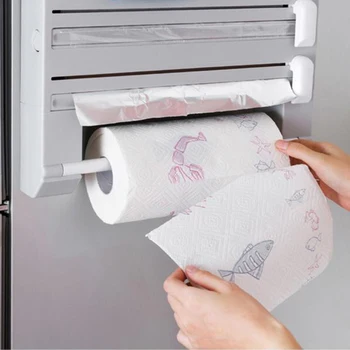 

1PC Wall Mounted Paper Towel Rack Tissue Box Film Preservative Holder Wrap Foil Dispenser Storage Organizer For Kitchen Bathroom