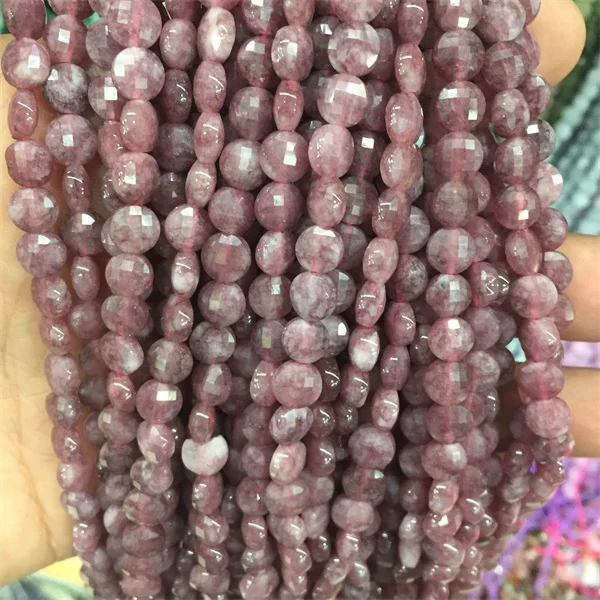Strawberry Quartz 4*6 мм граненый вырубленный натуральный драгоценный камень далматинская яшма Красный Рубин глаз ястреба камень клубника кварц Аквамарин для ювелирных изделий DIY Fine - Цвет: Strawberry Quartz