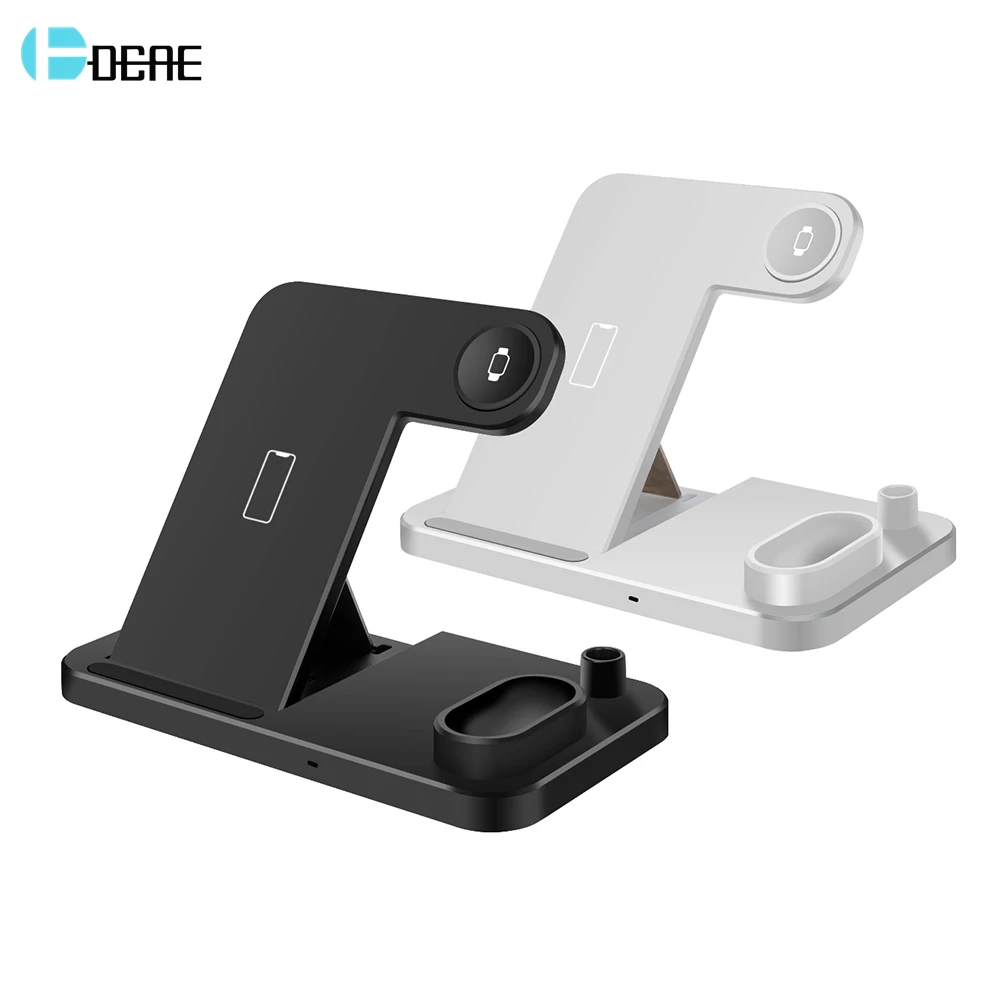 

DCAE For Apple Watch Charger 4 In 1 Charging Dock Station For IPhone 11 XR XS X 8 iWatch 5 4 3 2 1 Samsung 10W Wireless QI Stand