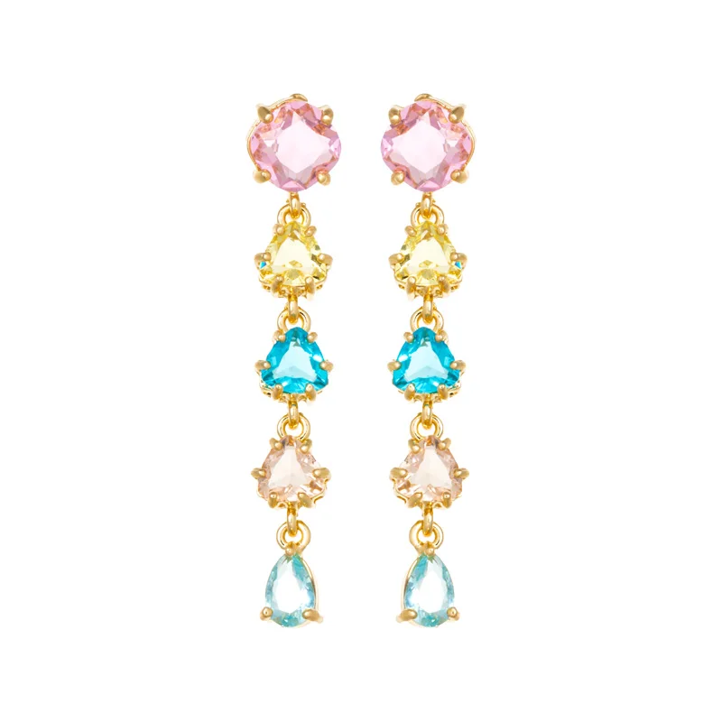 Geometric Glass Beads Drop Earrings Square Zirconia Charms Luxury Women Wedding Dress Jewelry XIUMEIYIZU New Hot Sale Earrings