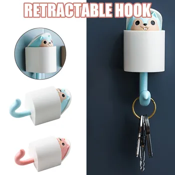 

Creative Squirrel Telescopic Viscose Hook Free Punching Home Decoration Multi-Purpose Hooks