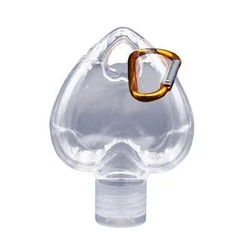 

1/5PCS Heart Shaped 50ml Bottle Hook Portable Plastic Empty Bottle Emulsion Dispensing With Key Ring Travel Perfume Atomiser