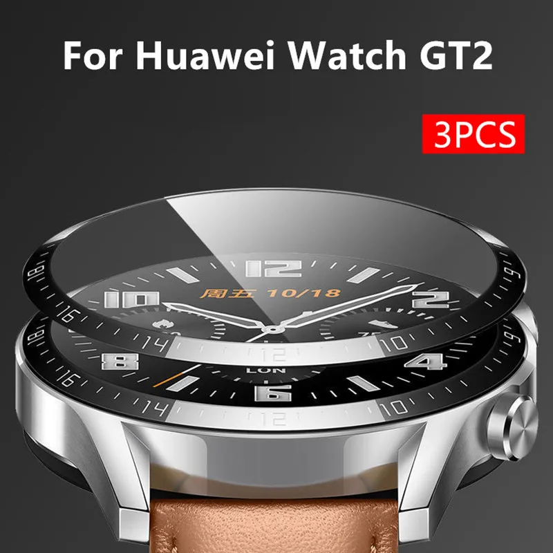 Película protectora para Huawei Watch GT 2 GT2, 46mm, 42mm, accesorio Protector de pantalla completa de fibra suave curvada, no Cristal, 3 uds.