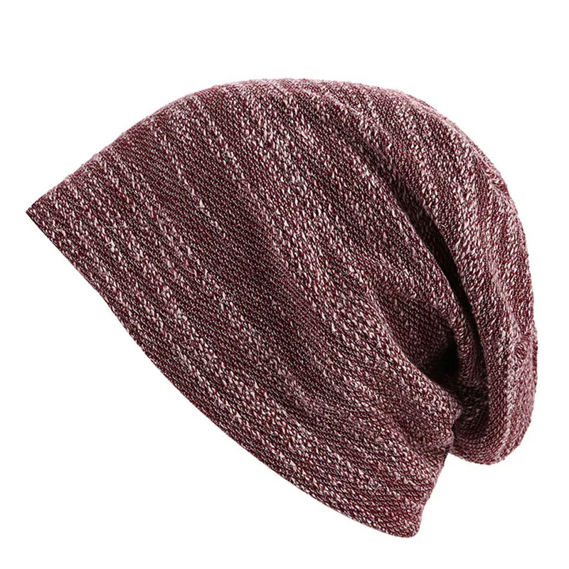 Бургундия Вязаные шапки slouky Beanie Hp Hop мягкий длинный дизайн мягкий колпачок Ретро Gorros для зимы ребристый трикотажный Beanie модные шапки - Цвет: Бургундия