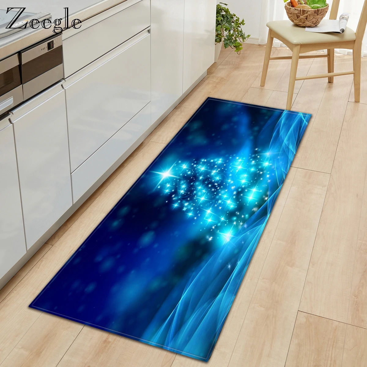 Zeegle Christmas Entrance Door Mat Bathroom Printed Carpet Doormat Hallway Flannel Carpet Mat Anti-slip Living Room Foot Rug