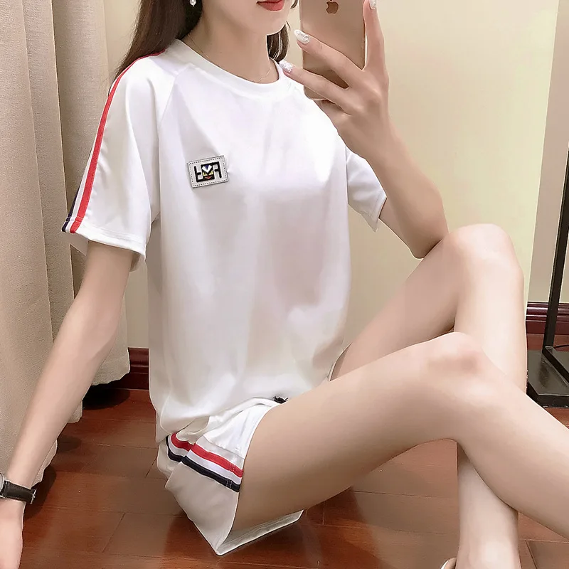 

2019 Summer New Style Charade Casual Sports BF WOMEN'S Suit-Style Hong Kong Style Western Style Slimming Shorts Two-Piece Set