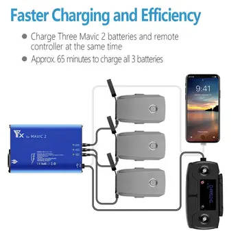 

Mavic 2 Drone Battery 5in1 Charger Hub for DJI Mavic 2 Pro Zoom Drone Remote Controller Three Batteries Smartphone Charging Port