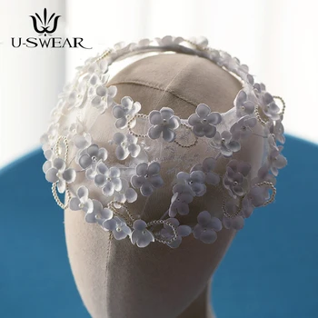

New Vintage Beautiful Handmade Flowers Beaded Small Hat Hair Accessories Tocado Novia Bridal Hat Head Jewelry Tiara De Noiva