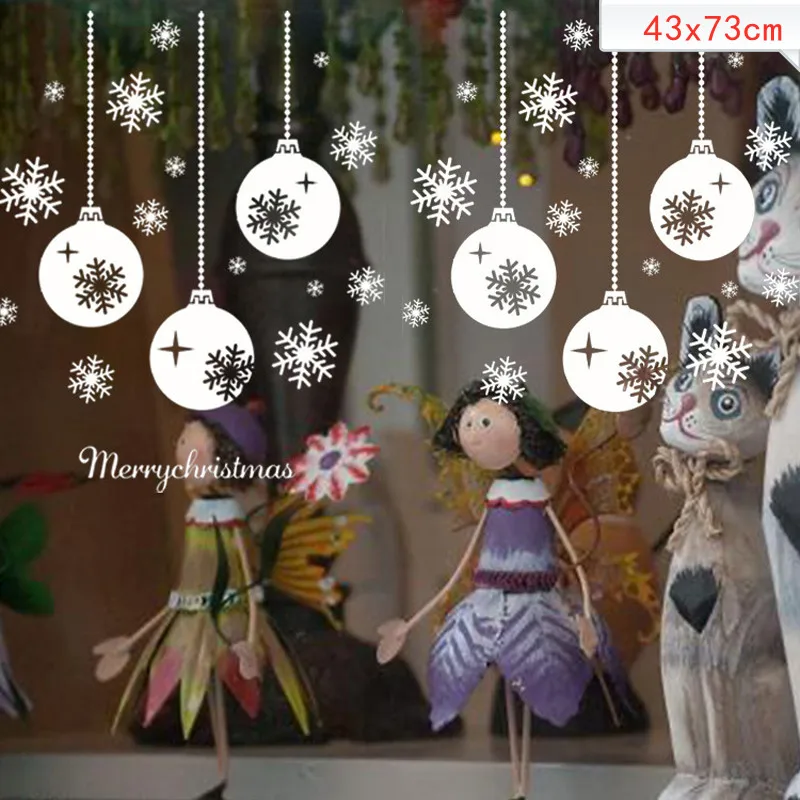 G 43x73cm Товары для рождественской вечеринки DIY стикер на стену s Santa Лось Снежинка стикер на окно s Новогодняя стеклянная наклейка украшение для дома - Цвет: G 43x73cm