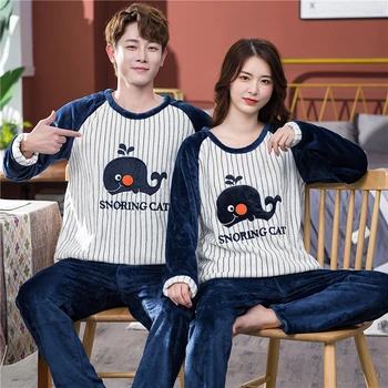 

Cartoon Lovers Pyjamas Women And Men Sleepwear Pijamas Women Winter Flannel Fleece Warm Pajama Set Pajamas For Women Nightwear