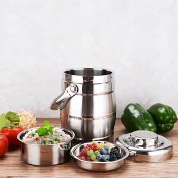 

1.6L Stainless Steel Lunch Box Double Layer Vacuum Thermal Food Container Bucket Great for taking soup food