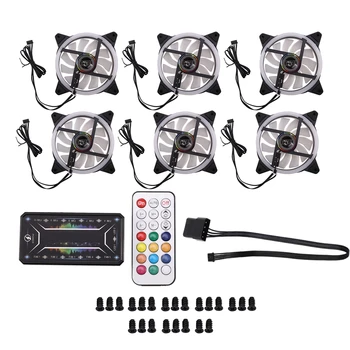 

Computer PC Case Fan RGB Adjust LED Fan Quiet Remote Computer Cooler Cooling RGB Case Fans (6PCS+1 Controller)