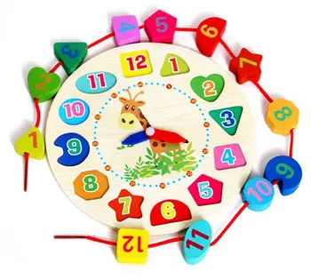 

1pc Children Mental Development Toy Wooden 12 Number Clock Toy Baby Colorful Digital Geometry Educational Sorting Nesting Toy