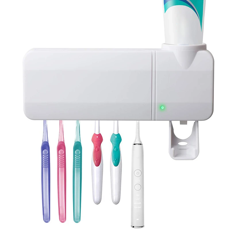 Healifty Toothbrush Holder UV Toothbrush Portable Toothbrush Wall Mounted Toothbrush Organizer Toothpaste Dispenser for Family Ladies Men Baby Kids