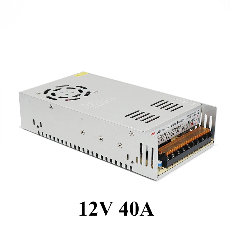 12V 40A 480W Импульсный источник питания, светильник, трансформатор переменного тока, 110 В, 220 В, 12 В, источник питания, адаптер для светодиодной ленты, CCTV лампа FCC/CE - Питание: 12V 40A 480W