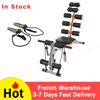 

6-in-1 Multifunction Sit-Up Fitness Equipment Pull Rope Bench Crunches Abdomen Machine Abdominal Chair Home Gym HWC
