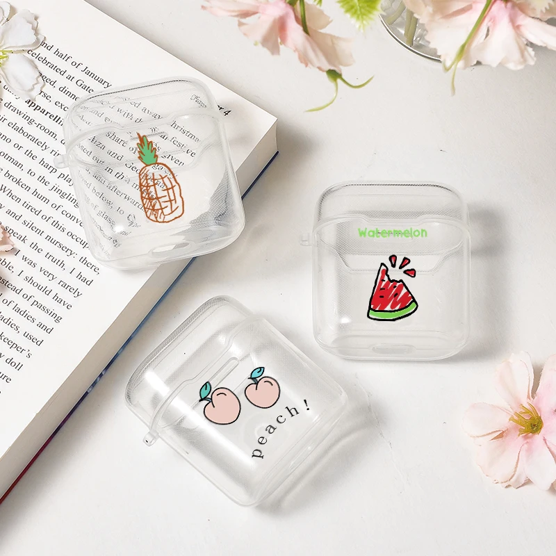 

Transparent Earphone Case For Huawei Honor FlyPods Fly Pods Pro Protective Cases Peach Fruit Soft Cover For Freebuds 2 Pro