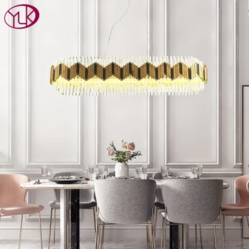 

Youlaike rectangle chandelier lighting for dining room top luxury kitchen island crystal lamps modern glass light fixtures