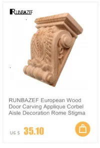 RUNBAZEF Аппликация наклейка фигурки деревянные резным декором Неокрашенный большой Корона листья прямоугольник цветок мебельных дверей дома