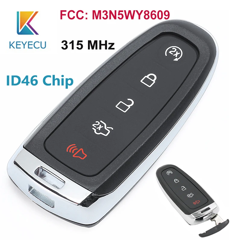 KEYECU дистанционный ключ для автомобиля брелок 315 МГц ID46 FCC, аддитивного цветового пространства: M3N5WY8609 Smart 4+ 1 5 Кнопка для Ford Edge Escape экспедиции C-max Телец гибкий фокус