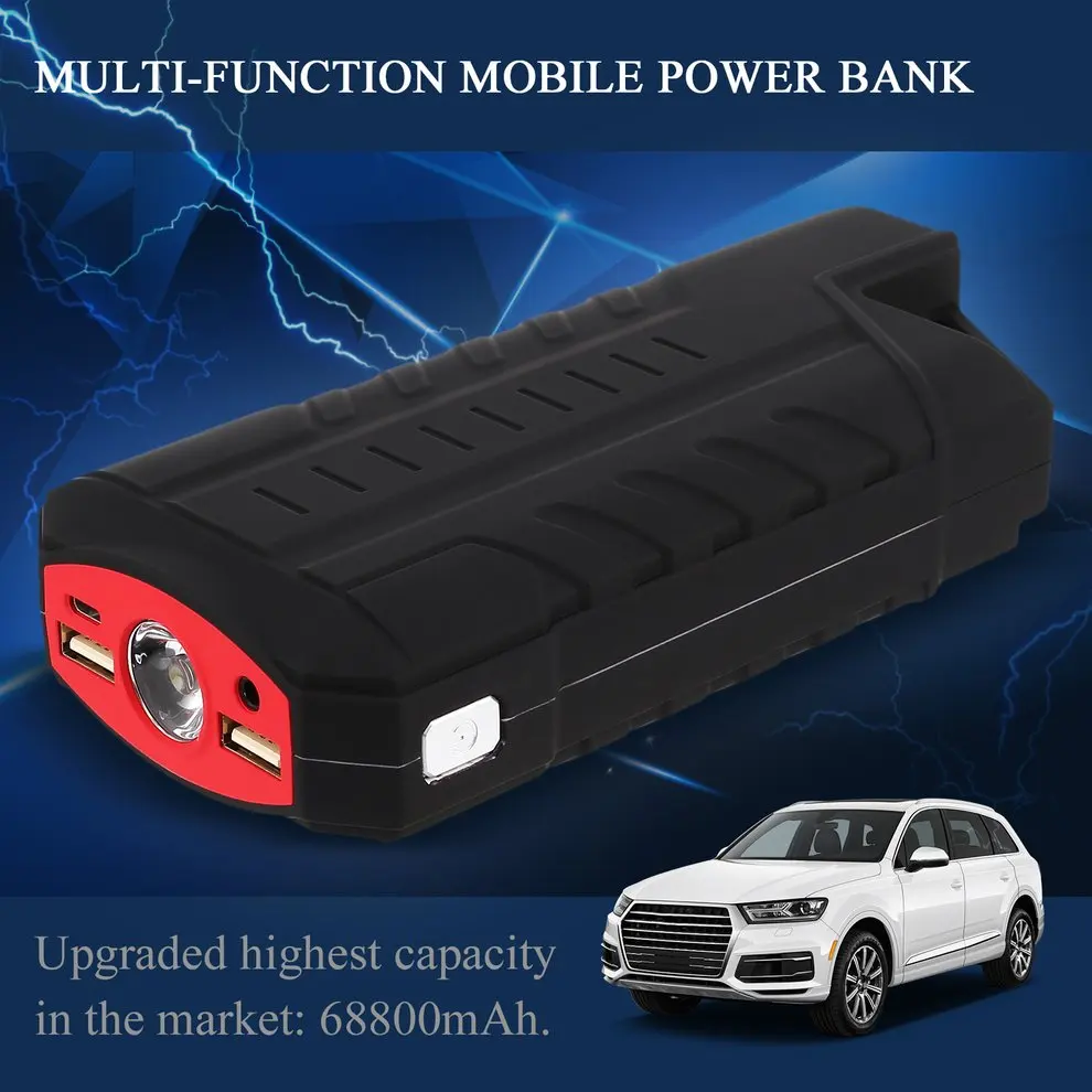 Ёмкость 12V 4 USB Портативный мини-автомобиль аварийный прыжок стартовый усилитель Зарядное устройство Мощность банка для аварийного автомобиля Зарядное устройство