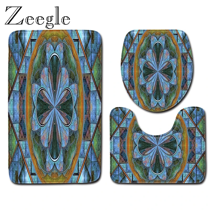 Zeegle 3 шт. коврик для ванной комплект Противоскользящие коврики для ванной комнаты коврик для туалетной тумбы фланелевый Впитывающий Коврик для ног моющийся коврик для туалета