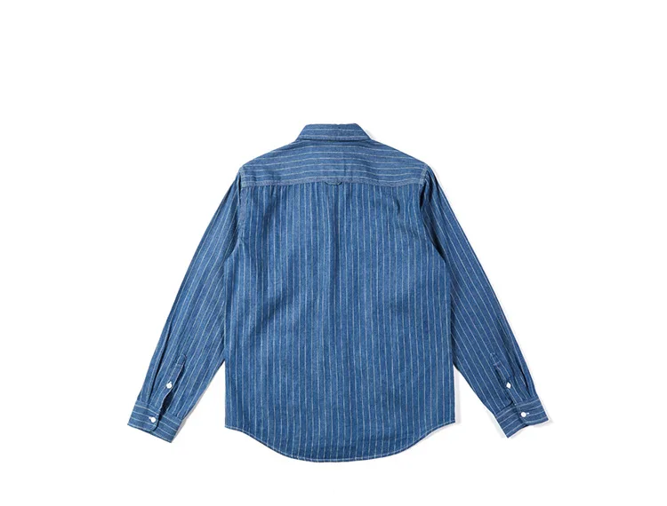 Harajuku мужская полосатая Рабочая Рубашка с двумя карманами Chore пальто 1990S Vintagewear японский стильный