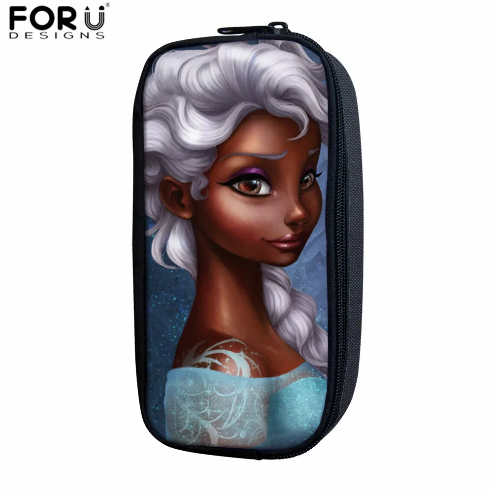 FORUDESIGNS/африканская женская сумка для макияжа для женщин-подростков, сумка-карандаш, классная черная, с принтом королевы, школьные принадлежности для девочек - Цвет: Z4899K