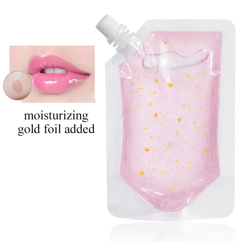 

100ml Temperature Color Change Lip Gloss with Gold Foil Moisturizing Lip Gloss Base Gel DIY Lipgloss Lips Makeup