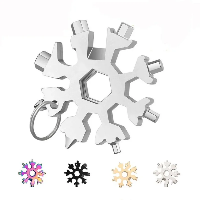 

18 in 1 Multi-function Snowflake Spanner Pocket Tool Outdoor Hike keyring Multipurpose Hex Wrench Camp Survive Hand Tools