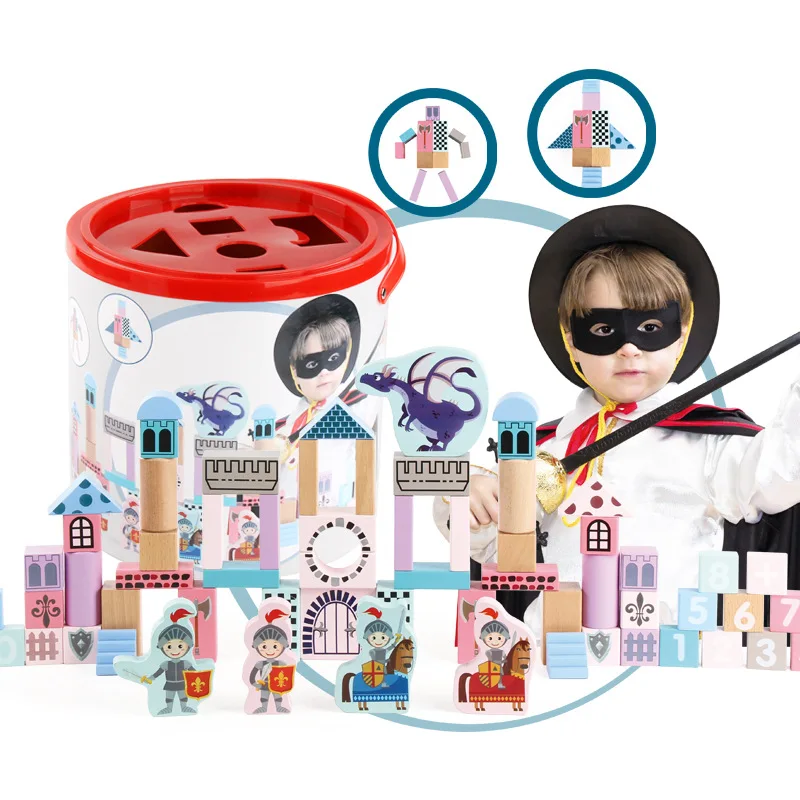 

Children Building Blocks Toy 3-6 a Year of Age Boy Aged 1-2 Years GIRL'S Baby Wooden Wood Assembled Building Blocks ENLIGHTEN Ed