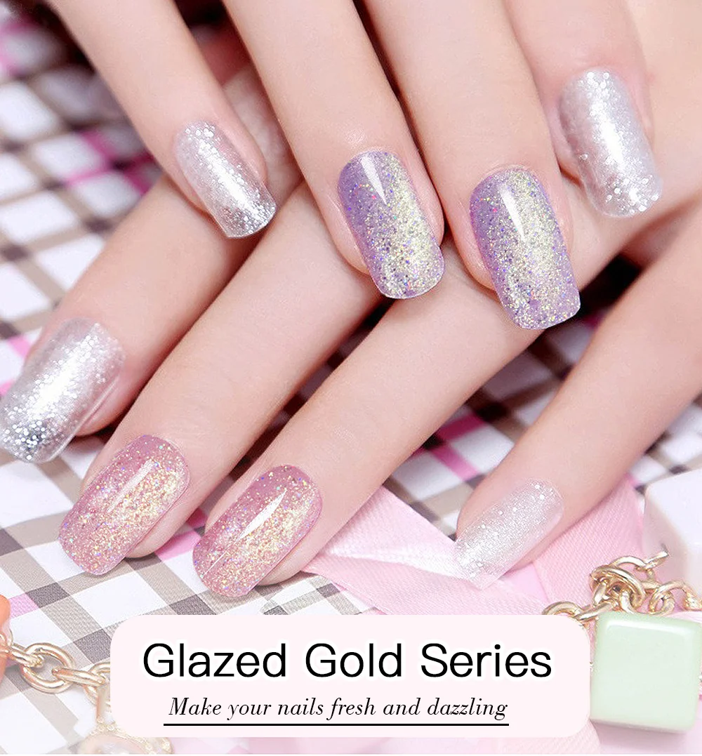 3pcs/lot black bottle ibdgel Gel Glitter effect colorful Glazed Gold Series UV/LEd Gel Long-lasting Soak Off Gel Polish Nails