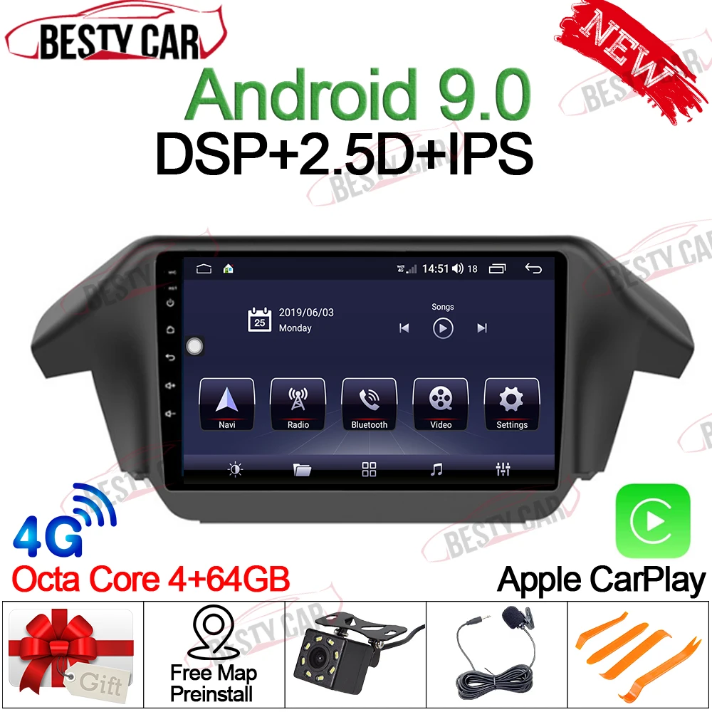 4-64GB-DSP-CARPLAY " Android 9,0 автомобильный мультимедийный плеер стерео радио для Honda Odyssey 2009- gps навигация DSP BT 2.5D CARPLAY - Цвет: 4-64GB-DSP-CARPLAY