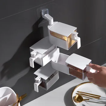 

Multi-layers 360 Degree Rotating Wall-mounted Spice Rack Seasoning Storage Box Kitchen Gadgets Salt Pepper Storage Bottle Jars