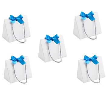 

5Pcs Gift Bags Bulk with Handles, Bowknot Paper Bags for Retail Shopping, Wedding, Goodies, Merchandise for Customers or Guests