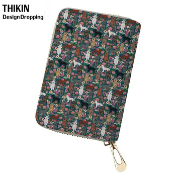 

THIKIN Women Floral Poodle Printed PU Leather Credit Card Business Card Holders Ladies Clutch Passport Cover for Student Bolsa