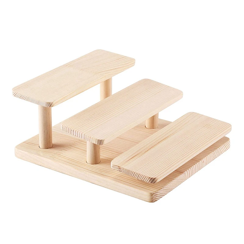 Wooden Display Risers 3 Layers Glasses Stand Jewelry Holder Wood Organizer Tray for Cabinet Desktop | Украшения и аксессуары