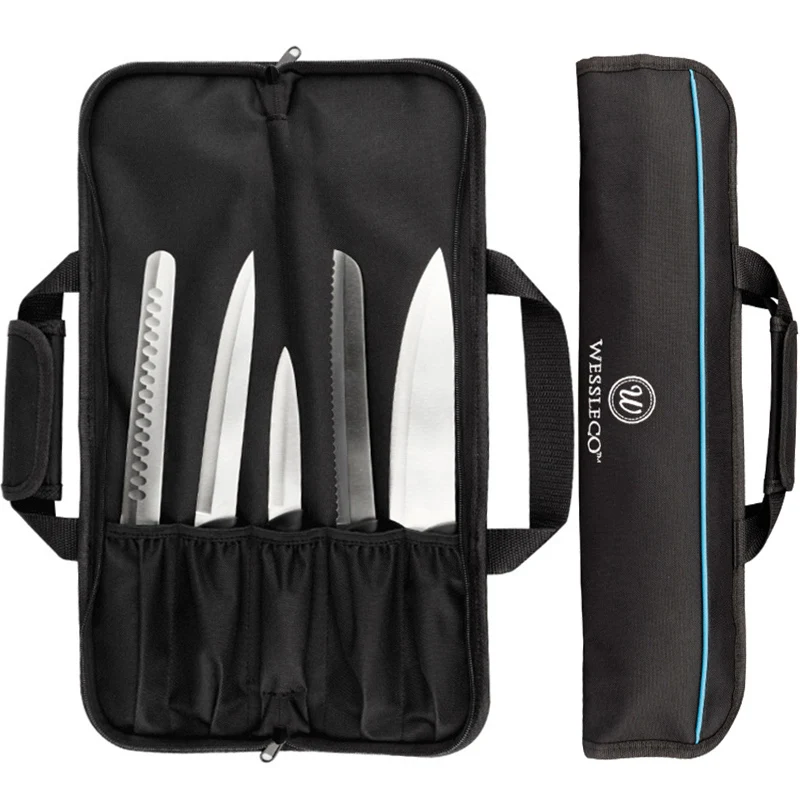 

5 Pocket Oxford Knife Bag Portable Travel Kitchen Carving Paring Chef Knives Carry Case Package Storage Roll Bag Pouch Organizer