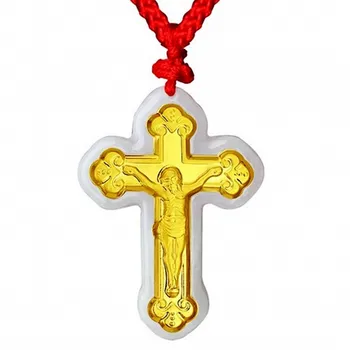 

Natural Hetian Jade Jesus Cross Pendant Charm Jewellery Fashion Accessories Hand-Carved Man Woman Amulet Gifts