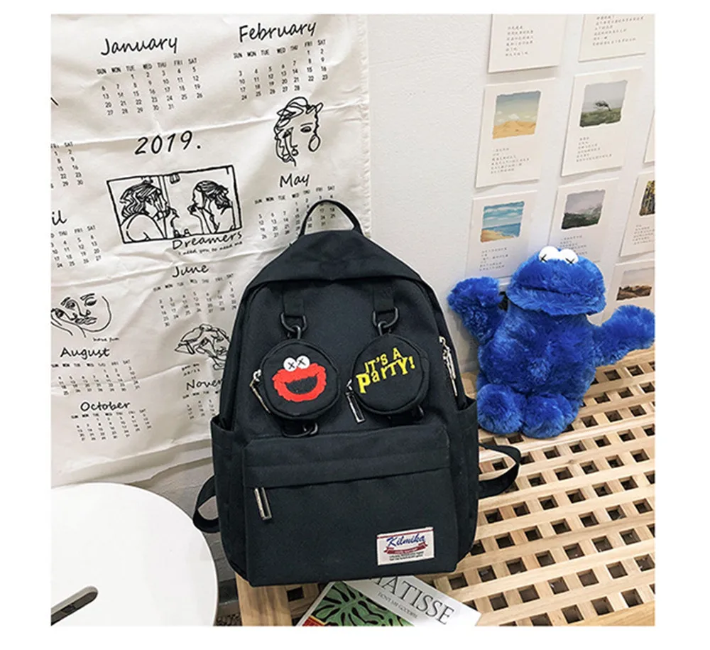 С героями «Улица Сезам» холст школьный рюкзак мешок с персонажем из мультфильмов высокого качества Повседневное для отдыха на открытом воздухе большие космоса школьный рюкзак