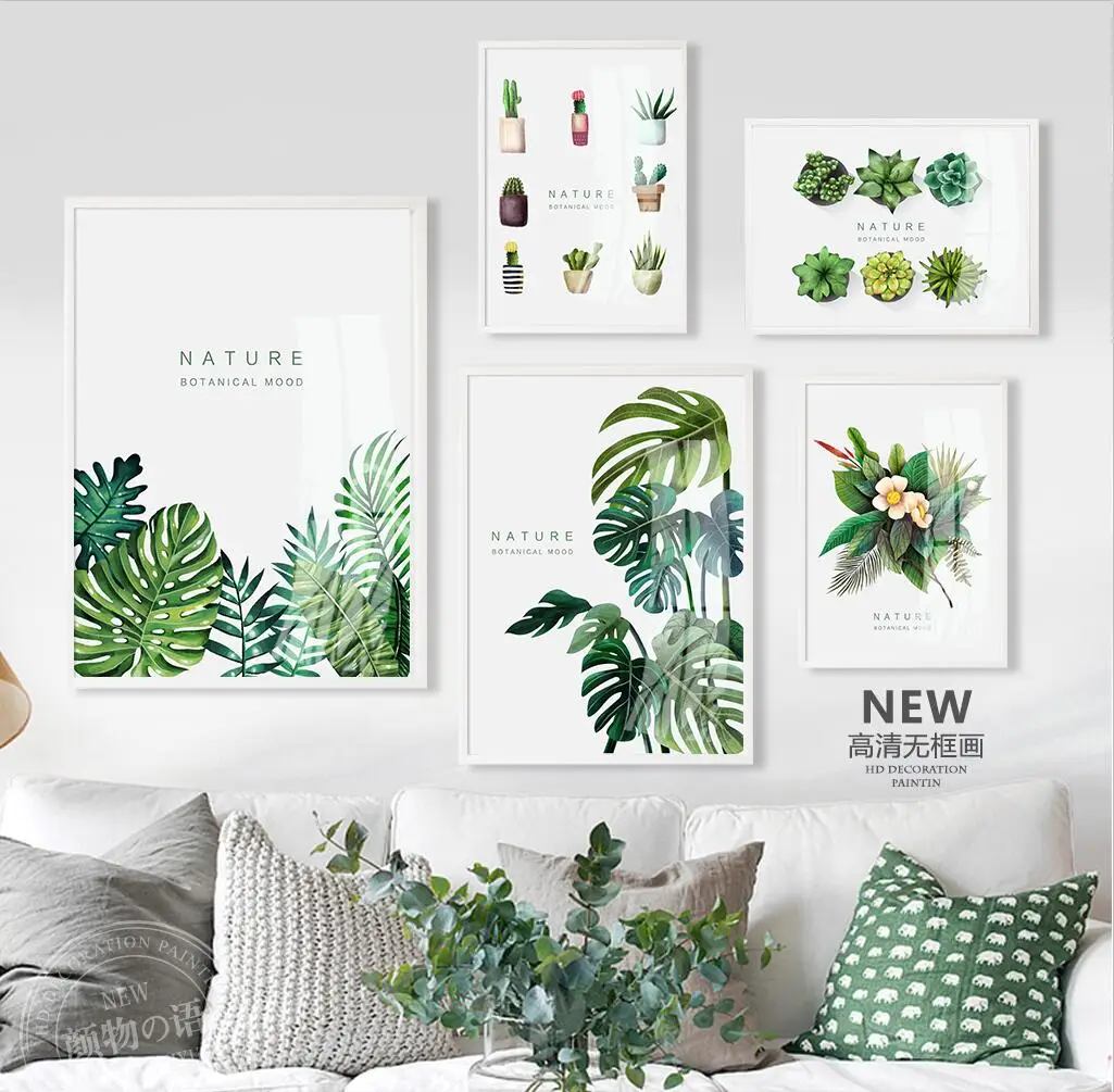 

Nordic Plant Painting Wall Pictures Green Flowers Cactus More Kinds Posters and Prints Home Decoration Art Life For Living Room