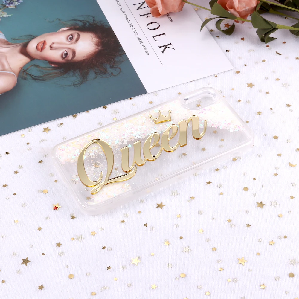 

Customized Glitter Phone Case Personalized Name Bling Luxury Crystal Case Cover For iPhone 6 6S 7Plus 8Plus 7 8 XR X XS Max
