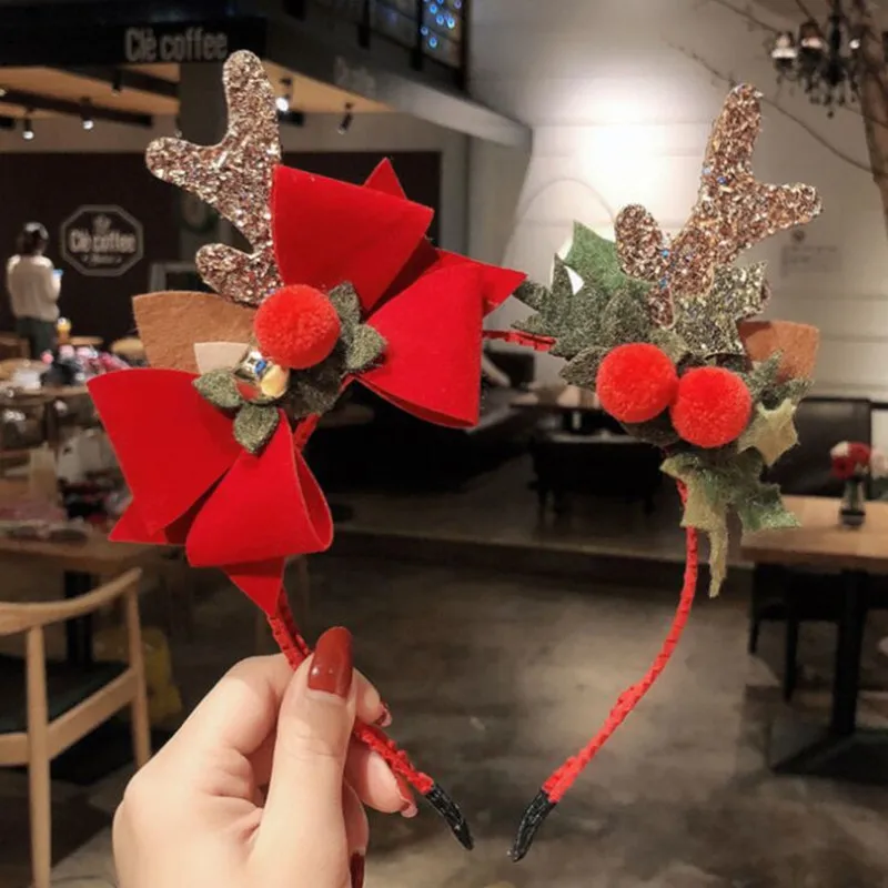 Christmas Decoration Headband Girl Christmas Snowflake Antler Hair Band Party anti-skid Hair Pressing Headband